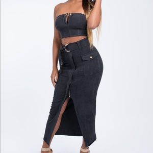 Black suede nice fabric two piece